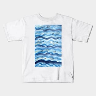 Whimsical Fish Pattern in Watercolor and Ink Kids T-Shirt